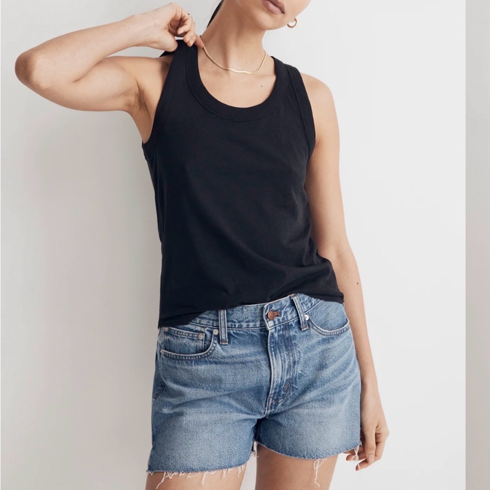 Madewell Women's Whisper Cotton Scoopneck Tank Top Black Small